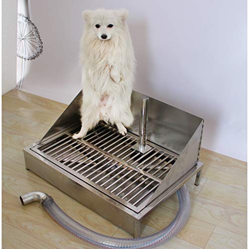 MH Inodoro para Animales domésticos Aseo de Mascotas, automática Inodoro Tirar del Perro de Acero Inoxidable higiénico Paso Recto Alcantarilla Perro for IR al baño, 3 tamaños (Size : L)