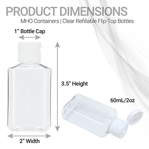 MHO Containers Rellenable Flip-Top Botellas Bpa/parabenos, 60 ml / 2Oz- conjunto de 20 2 oz Claro