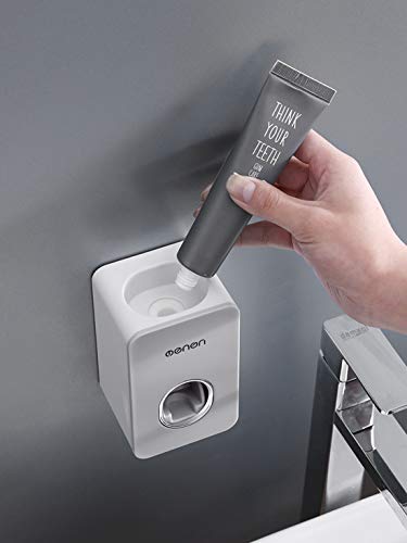 MHTECH Dispensador de Pasta de Dientes, Soporte para Cepillo de Dientes eléctrico, Soporte para Cepillo de Dientes Multifuncional para Todo Tipo de cepillos de Dientes-Montaje en Pared (ZDJYGQ-FS)