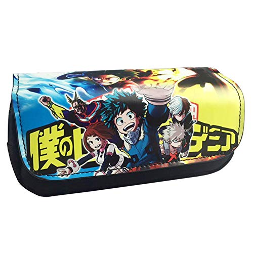  Mi caso de lápiz de héroe, Academia dibujos animados doble cremallera de gran capacidad lápiz caso estudiante suministros bolsa de almacenamiento bolsa de moneda (estilo 01)