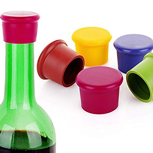 mi ji 3pcs Tapones de Silicona Vino Tapas de Tapones de Botellas sellador de Silicona Reutilizable Vino y Bebidas de reemplazo Tapones de Corcho para Vino (Color al Azar) para su casa