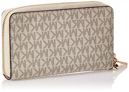 MICHAEL by Michael Kors Jet Set Travel Vanilla cartera multifuncional, funda de telefono de cuero beige/marron, tarjetero de cuero, cartera de mujer uni Vanilla