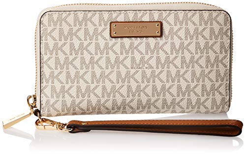 MICHAEL by Michael Kors Jet Set Travel Vanilla cartera multifuncional, funda de telefono de cuero beige/marron, tarjetero de cuero, cartera de mujer uni Vanilla