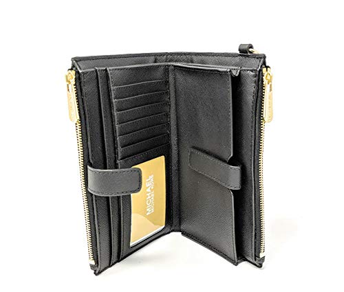 Michael Kors Jet Set Travel double Zip Wristlet (Black Saffiano)
