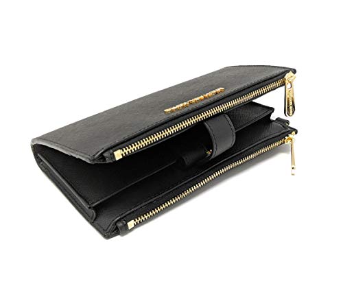 Michael Kors Jet Set Travel double Zip Wristlet (Black Saffiano)