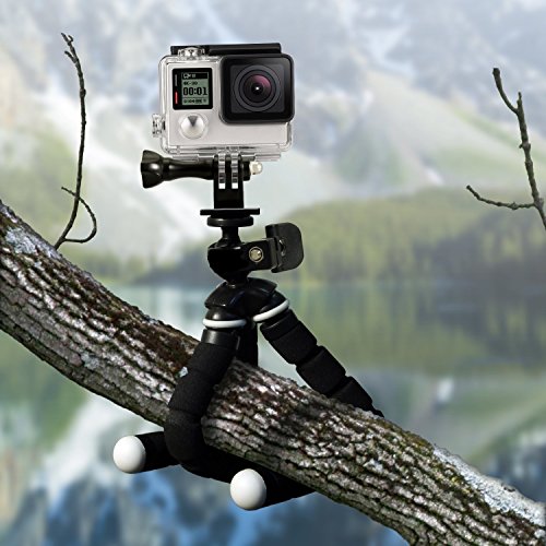 micros2u Trípode Portátil Tipo Pulpo Flexible 2-en-1, Pequeño para Viajes, Compatible GoPro. [Actualizado 2019 armazón Entero de Metal]. Apto para GoPro Hero, Session, cámaras compactas y de acción