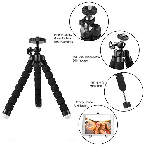 micros2u Trípode Portátil Tipo Pulpo Flexible 2-en-1, Pequeño para Viajes, Compatible GoPro. [Actualizado 2019 armazón Entero de Metal]. Apto para GoPro Hero, Session, cámaras compactas y de acción