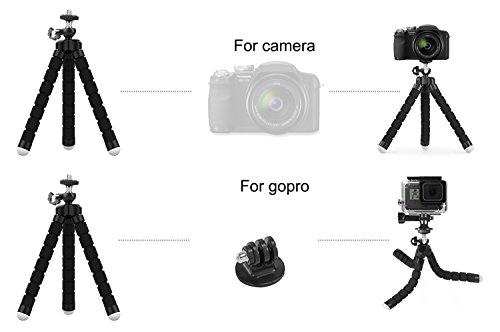 micros2u Trípode Portátil Tipo Pulpo Flexible 2-en-1, Pequeño para Viajes, Compatible GoPro. [Actualizado 2019 armazón Entero de Metal]. Apto para GoPro Hero, Session, cámaras compactas y de acción