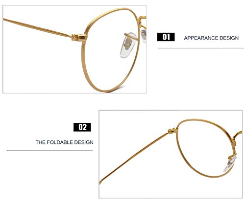 MIGOO Gafas con Filtro de luz Azul Metal Redondas Estilo Retro de los Años Sesenta para Hombres Mujeres