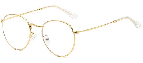MIGOO Gafas con Filtro de luz Azul Metal Redondas Estilo Retro de los Años Sesenta para Hombres Mujeres