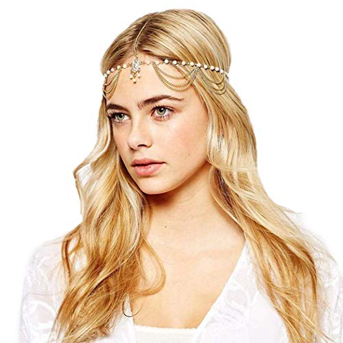Milacolato 6 Piezas Joyas de Cadena de Cabeza Dorada para Mujeres niñas Nupcial Bohemio Diadema de Halloween Tocado de Pelo