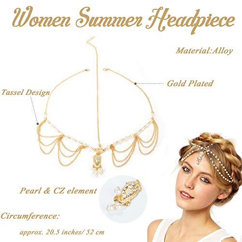Milacolato 6 Piezas Joyas de Cadena de Cabeza Dorada para Mujeres niñas Nupcial Bohemio Diadema de Halloween Tocado de Pelo