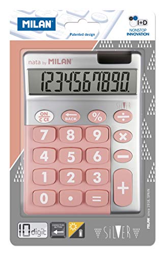 Milan 159906SLPBL - Calculadora, 10 dígitos, color plata y rosa