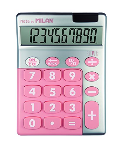 Milan 159906SLPBL - Calculadora, 10 dígitos, color plata y rosa