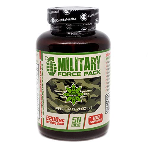 Military Force Pack - 1110 MG X 100 capsulas | Arginina AAKG | L-carnitina | Extracto de té verde | Extracto de ginseng | Extracto de té mursala | Extracto de leuzea/maral | Extracto de cardo