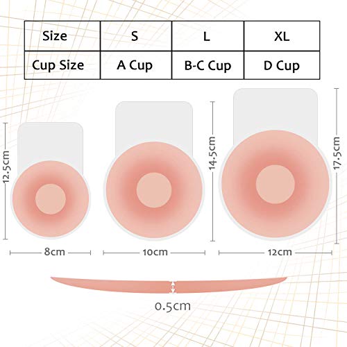 MIMEIMIAI Pezoneras Adhesivas, Push Up Breast Lift Sujetadores Adhesivos Invisibles Reutilizable Pezón Levantamiento Cubierta (2 Pares, C/D Cup)