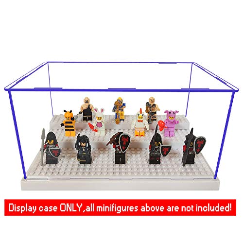 MIMIEYES Estuche de Muestra Caja de Presentación para Lego Minifigures Claro Escaparate A Prueba de Polvo 3 Pasos (Blanco)