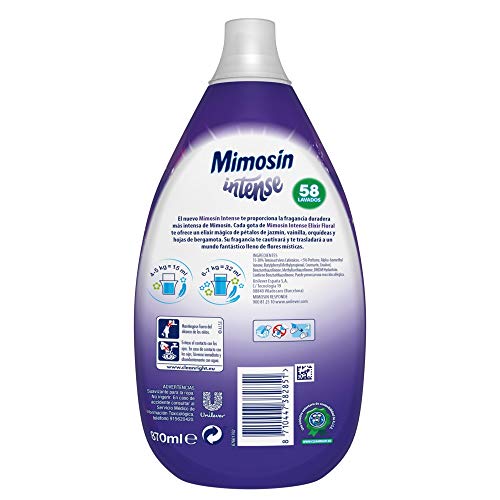 Mimosín Intense Elixir Floral Suavizante Concentrado para 58 Lavados - Paquete de 6 Suavizantes