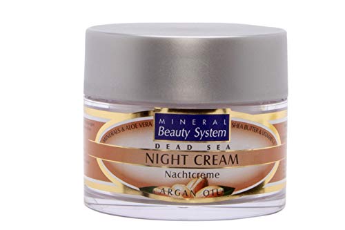 Mineral Beauty - Crema de noche con aceite de argán y minerales del mar Muerto, 50 ml, crema facial antiedad para todos los tipos de piel, tratamiento hidratante anti-arrugas, para mujeres y hombres