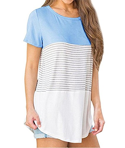 Minetom Mujeres Camisetas T Shirt Manga Corta Labios Túnica Casual Blusas Camisas Tops Azul Claro ES 42