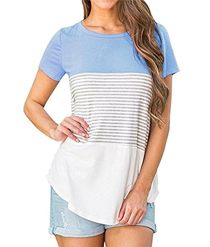 Minetom Mujeres Camisetas T Shirt Manga Corta Labios Túnica Casual Blusas Camisas Tops Azul Claro ES 42
