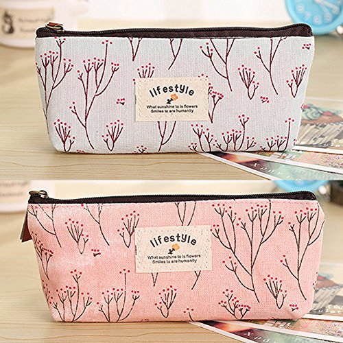 MINGZE 4 piezas caja de lápiz portalápiz,Lona Bolígrafo Estuche de lápices, papelería Bolsos cosméticos Estuche floral fresco