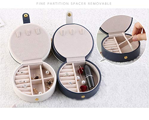 MINGZE Joyero - 2 Capa Organizador de la joyería Caja de Almacenamiento, de tamaño pequeño con Espejo para, el Anillo del oído del Collar del Perno Prisionero de cumpleaños Regalo (Blanco)