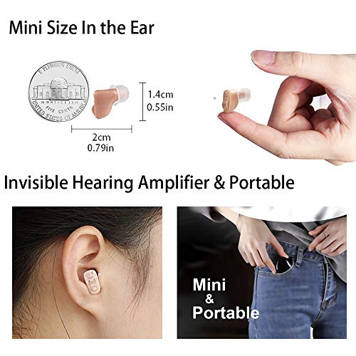 Mini amplificador de sonido, reducción de ruido digital invisible en el oído Embalaje de regalo para adultos y personas mayores Oído derecho