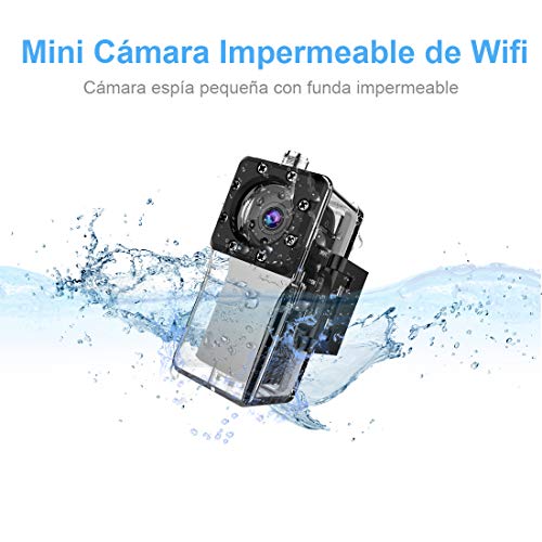 Mini Camara Espia Oculta WiFi Acuatica, NIYPS 1080P Full HD Cámara Vigilancia Portátil Secreta Compacta con Detector de Movimiento IR Visión Nocturna, Camara IP de Seguridad Pequeña Interior/Exterior