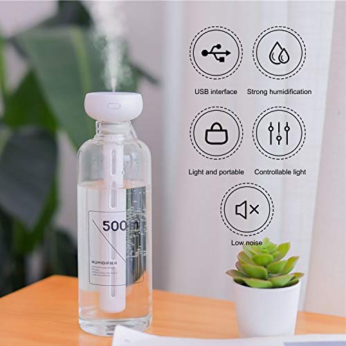 Mini Humidificador Portátil USB Ultrasónico Aire Vaporizador con Luz de Led para Viaje, Automóvil, Dormitorio, Oficina, Hotel sin Botella de Agua
