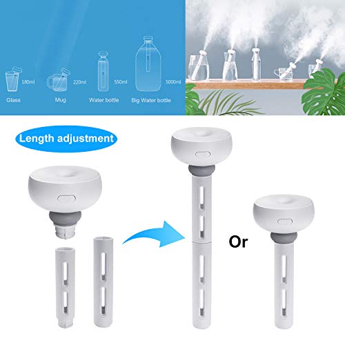 Mini Humidificador Portátil USB Ultrasónico Aire Vaporizador con Luz de Led para Viaje, Automóvil, Dormitorio, Oficina, Hotel sin Botella de Agua