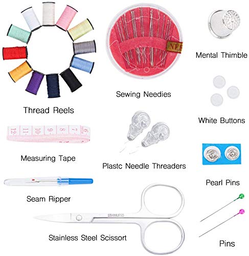 Mini Kit de Costura con Accesorios de viaje, elloLife Kit de Costura kit de Costura Básico Pequeño para Niños, Adultos, Principiantes, paraEl hogar, viajes, Uso de Emergencias (Negro)