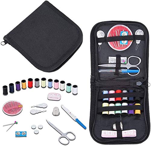 Mini Kit de Costura con Accesorios de viaje, elloLife Kit de Costura kit de Costura Básico Pequeño para Niños, Adultos, Principiantes, paraEl hogar, viajes, Uso de Emergencias (Negro)