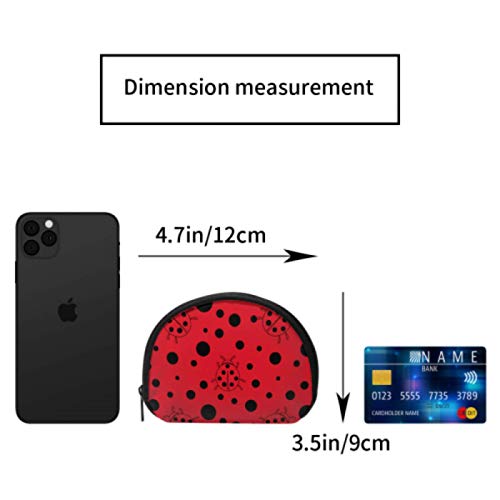 Mini Monedero Negro Red Dot Ladybug Monedero Compacto Mini Monedero para niñas con Cremallera Mini Bolsas de Maquillaje cosmético para Mujeres Niñas Regalos y Decoraciones para Fiestas