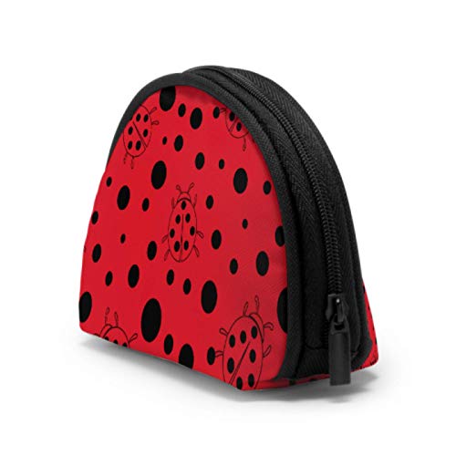 Mini Monedero Negro Red Dot Ladybug Monedero Compacto Mini Monedero para niñas con Cremallera Mini Bolsas de Maquillaje cosmético para Mujeres Niñas Regalos y Decoraciones para Fiestas