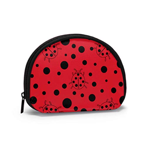 Mini Monedero Negro Red Dot Ladybug Monedero Compacto Mini Monedero para niñas con Cremallera Mini Bolsas de Maquillaje cosmético para Mujeres Niñas Regalos y Decoraciones para Fiestas