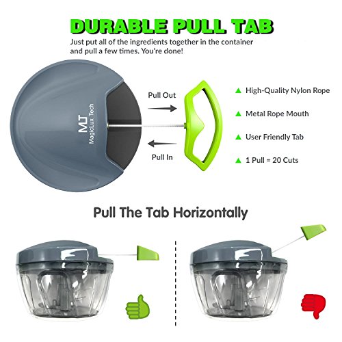 mini picadora manual,400ml picadora de carne,3 Cuchillas picadora de alimentos,cortador manual,cortador de verduras para Picar Frutas,Frutos Secos,Hierbas,Cebolla,la Salsa, Ensalada(400ml)