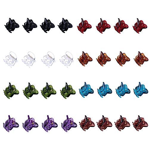 Mini Pinzas de Pelo para Mujeres y Niñas 32 piezas Ganchos de Pelo Coloridos (Blanco, Negro, Azul, Marrón, Marrón Claro, Morado, Verde y Rojo)