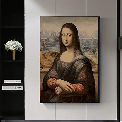 Minimalismo de estilo escandinavo Mona Lisa sonrisa cartel pared arte lienzo impresión imagen sala de estar retrato moderno lienzo hogar sin marco pintura decorativa A15 30x40cm