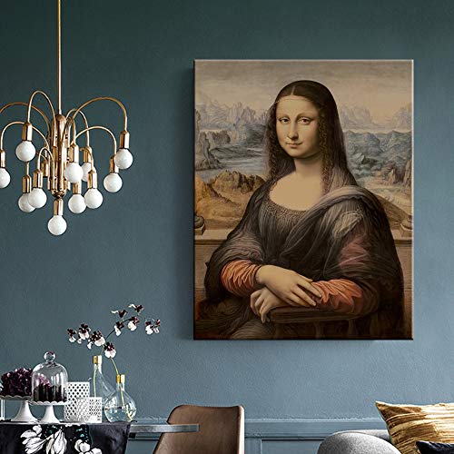 Minimalismo de estilo escandinavo Mona Lisa sonrisa cartel pared arte lienzo impresión imagen sala de estar retrato moderno lienzo hogar sin marco pintura decorativa A15 30x40cm