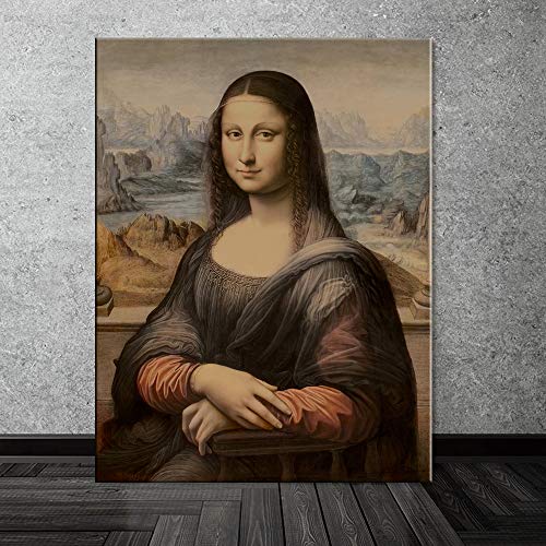 Minimalismo de estilo escandinavo Mona Lisa sonrisa cartel pared arte lienzo impresión imagen sala de estar retrato moderno lienzo hogar sin marco pintura decorativa A15 30x40cm