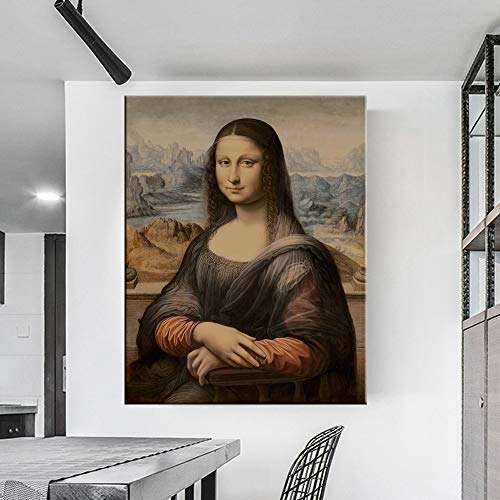 Minimalismo de estilo escandinavo Mona Lisa sonrisa cartel pared arte lienzo impresión imagen sala de estar retrato moderno lienzo hogar sin marco pintura decorativa A15 30x40cm