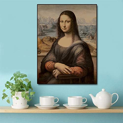 Minimalismo de estilo escandinavo Mona Lisa sonrisa cartel pared arte lienzo impresión imagen sala de estar retrato moderno lienzo hogar sin marco pintura decorativa A15 30x40cm