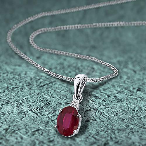 Miore - Collar de de oro blanco (9k) con 2 rubís sintéticos