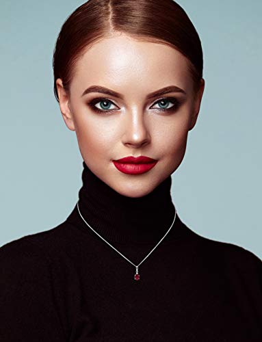 Miore - Collar de de oro blanco (9k) con 2 rubís sintéticos