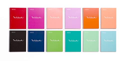 MIQUELRIUS - Cuaderno A4 Puntos Notebook Emotions - 1 franja de color, 80 Hojas con rayado punteado (Dots), Papel 90g Microperforado con 4 Taladros para 4 anillas, Cubierta de Cartón Extraduro, Color