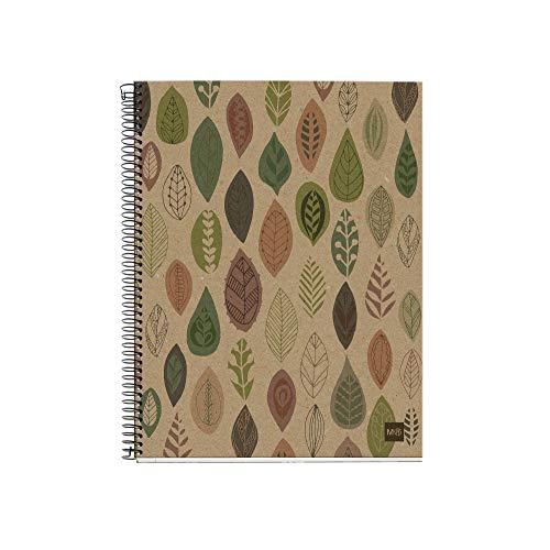 MIQUELRIUS - Cuaderno Notebook 100% Reciclado - 4 franjas de color, A5, 120 Hojas cuadriculadas 5mm, Papel 80 g, 2 Taladros, Cubierta de Cartón Reciclado, Diseño Ecohojas