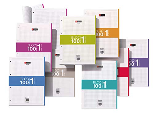 Miquelrius - Recambio hojas A4 100 hojas, cuadrícula 5 mm, 4 taladros, color verde