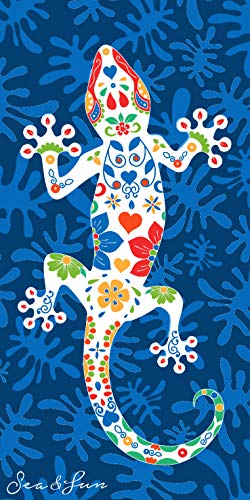 Miracle Home Toalla Microfibra Lagartija Playa 11752, 100% Poliester, Multicolor, 95 X 175 Cm