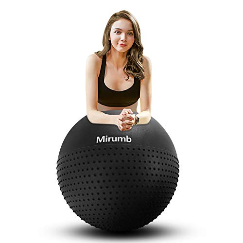 Mirumb - Pelota de gimnasia antiroturas, 75 cm, 65 cm, 55 cm, con bomba, para yoga, embarazo, oficina, silla de equilibrio, fitness, color negro